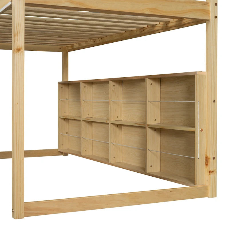 Children's Playhouse Loft Bed with Slide, Ladder, Tent, and Storage