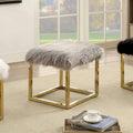 Faux Fur Accent Bench with Champagne Metal Legs, Grey or Black