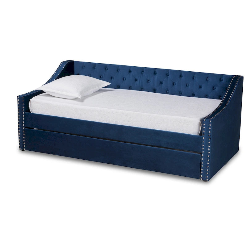 Velvet Upholstered Daybed with Button Tufting and Nailhead Trim