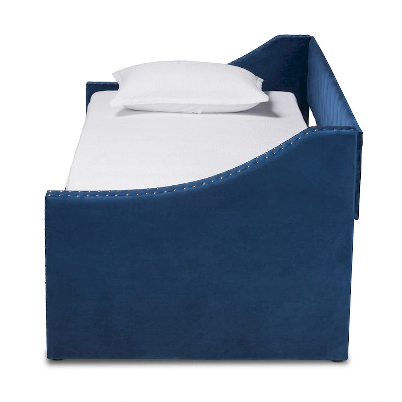 Velvet Upholstered Daybed with Button Tufting and Nailhead Trim