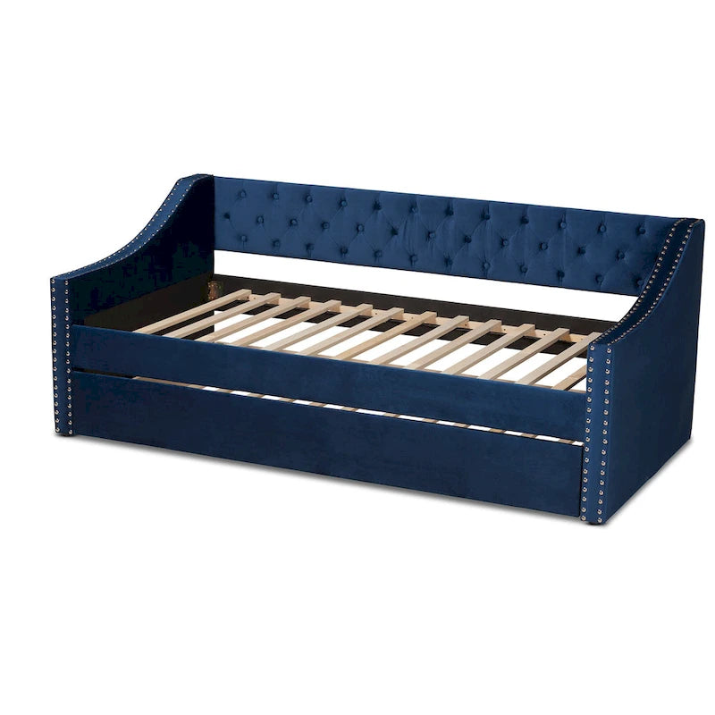 Velvet Upholstered Daybed with Button Tufting and Nailhead Trim