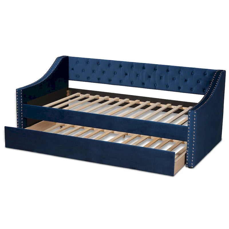 Velvet Upholstered Daybed with Button Tufting and Nailhead Trim