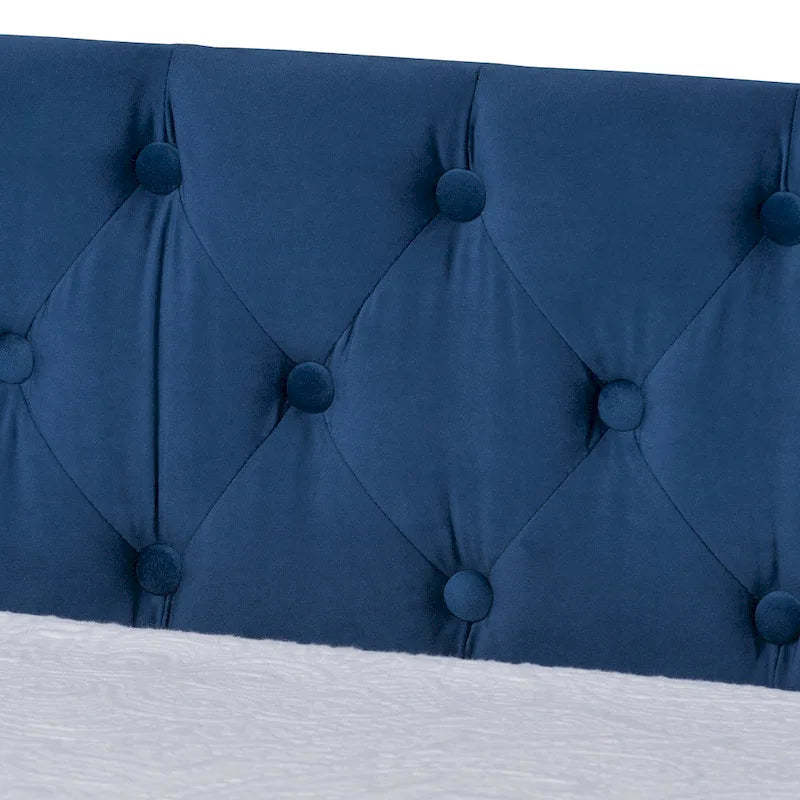 Velvet Upholstered Daybed with Button Tufting and Nailhead Trim