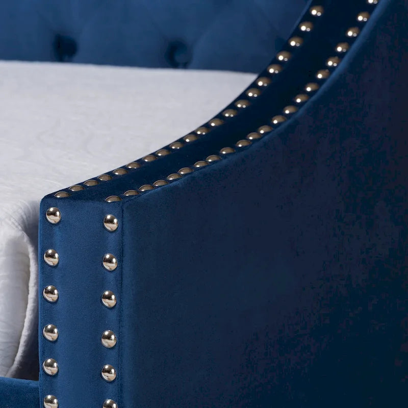 Velvet Upholstered Daybed with Button Tufting and Nailhead Trim
