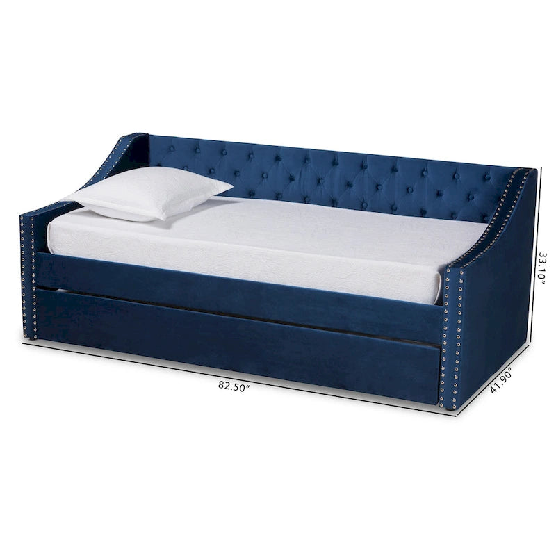 Velvet Upholstered Daybed with Button Tufting and Nailhead Trim