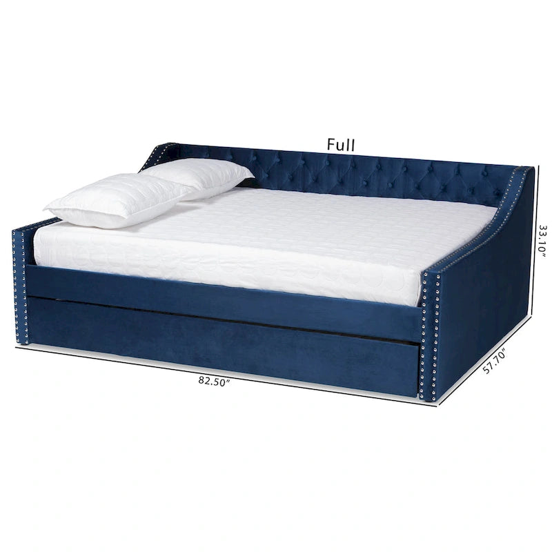 Velvet Upholstered Daybed with Button Tufting and Nailhead Trim