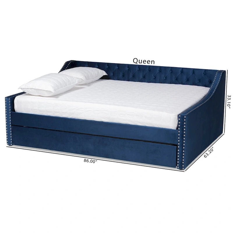 Velvet Upholstered Daybed with Button Tufting and Nailhead Trim