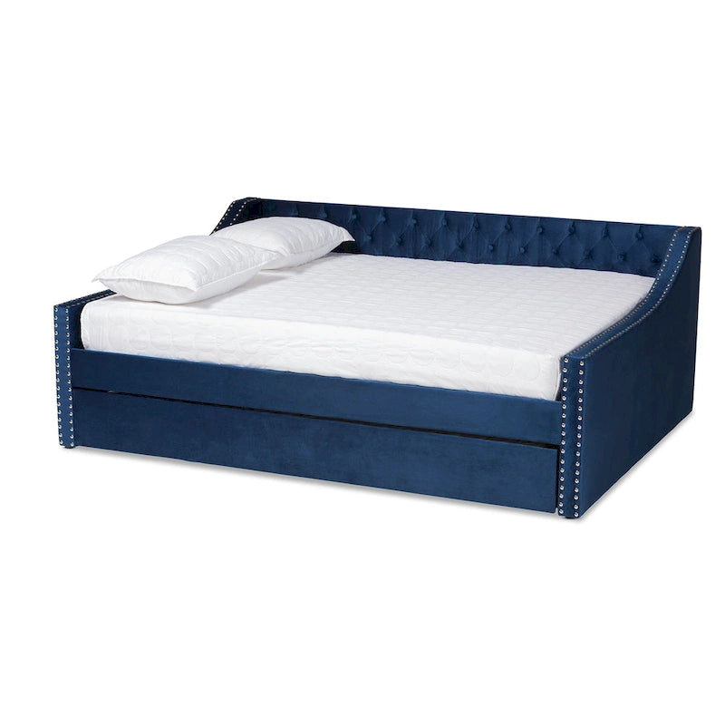Velvet Upholstered Daybed with Button Tufting and Nailhead Trim