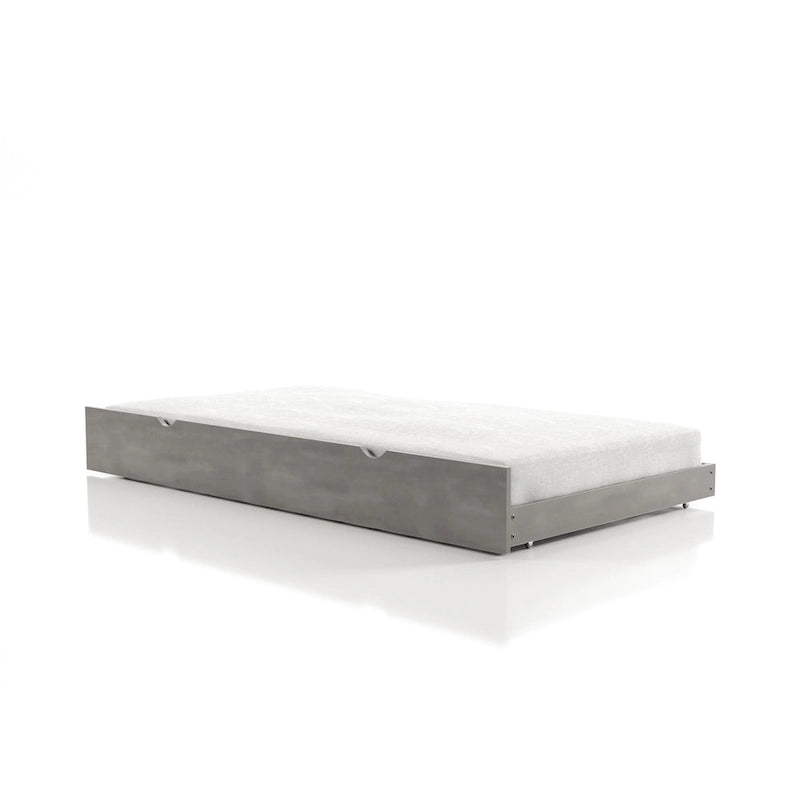 Twin Size Solid Wood Pull-Out Trundle Bed with Antique Finish
