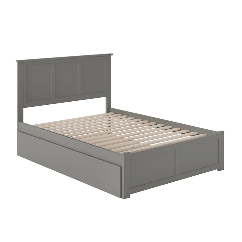 Full Size Solid Wood Platform Bed with Footboard and Pull-Out Trundle Multi-Color