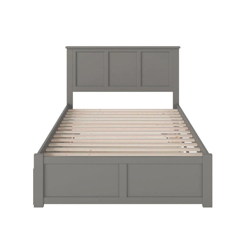 Full Size Solid Wood Platform Bed with Footboard and Pull-Out Trundle Multi-Color