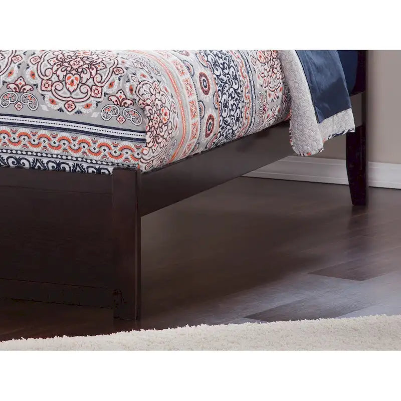 Full Size Solid Wood Platform Bed with Footboard and Pull-Out Trundle Multi-Color