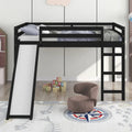 Full Size Loft Bed with Slide, Safety Rail and Ladder – Espresso / Grey / White