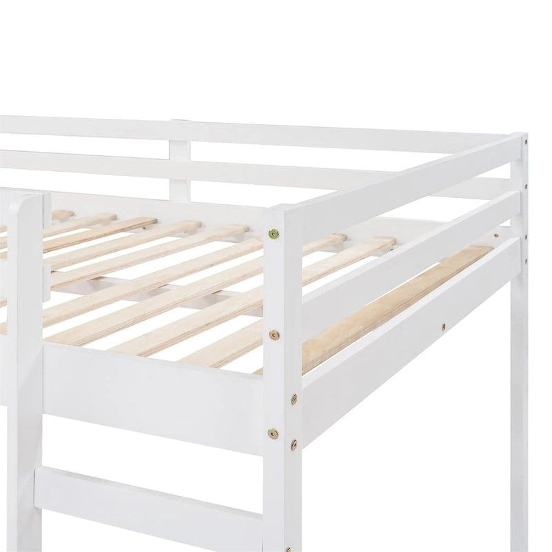 Full Size Loft Bed with Slide, Safety Rail and Ladder – Espresso / Grey / White