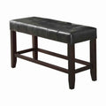 Wood Based High Bench with Tufted Seat Black and Brown