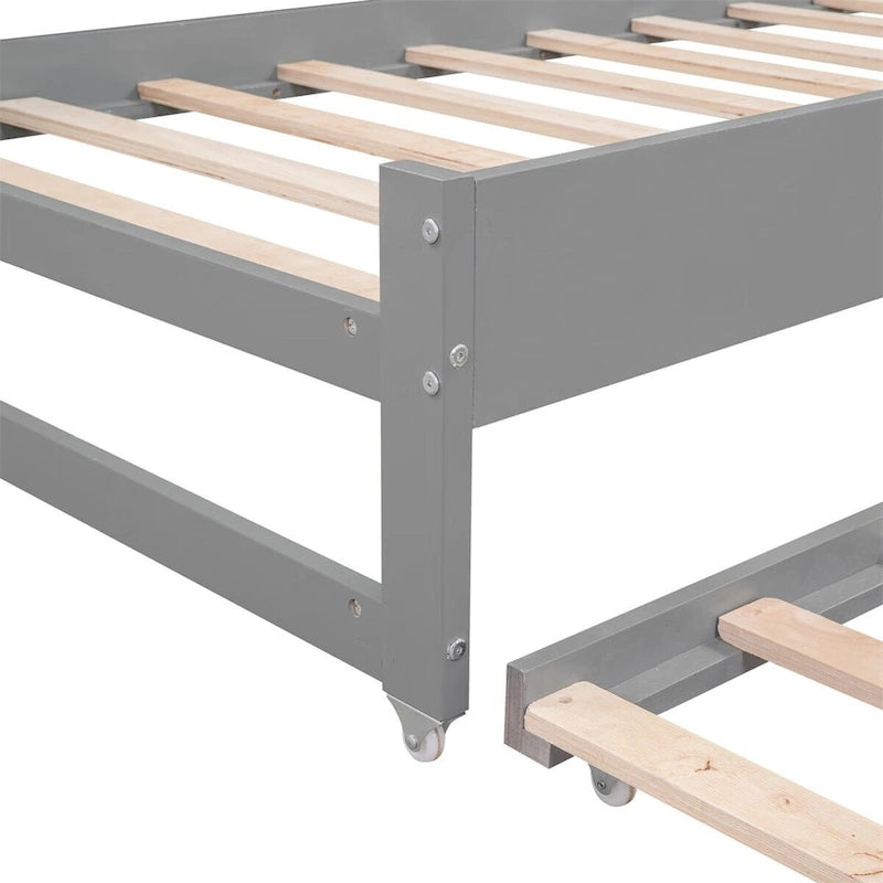 Twin XL Wood Daybed with Storage Cubbies, Trundles and USB Charging - White/Grey