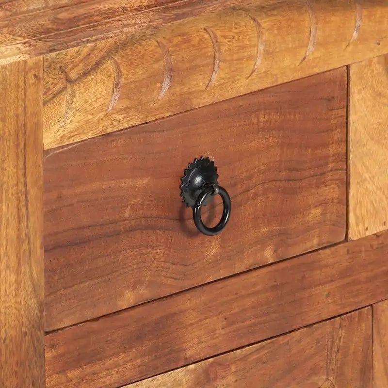 Rustic Brown Solid Acacia Wood Sideboard with 2 Doors and 2 Drawers