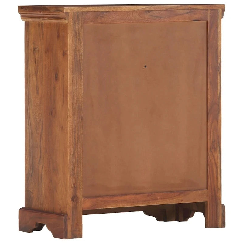 Rustic Brown Solid Acacia Wood Sideboard with 2 Doors and 2 Drawers