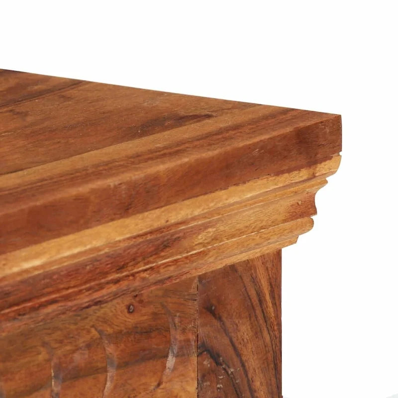 Rustic Brown Solid Acacia Wood Sideboard with 2 Doors and 2 Drawers