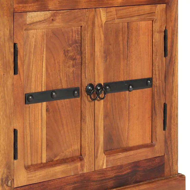 Rustic Brown Solid Acacia Wood Sideboard with 2 Doors and 2 Drawers