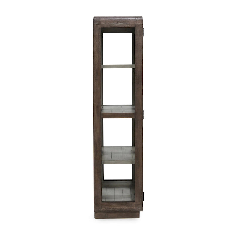 Brown Reclaimed Pine Tall Display Cabinet with Tempered Glass Doors