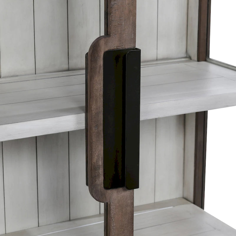 Brown Reclaimed Pine Tall Display Cabinet with Tempered Glass Doors