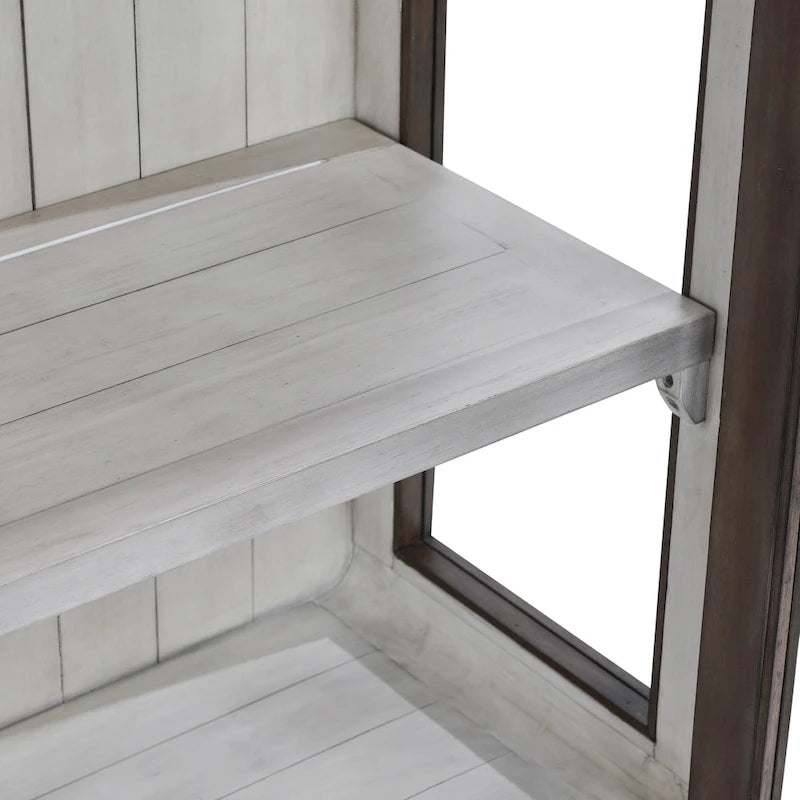 Brown Reclaimed Pine Tall Display Cabinet with Tempered Glass Doors