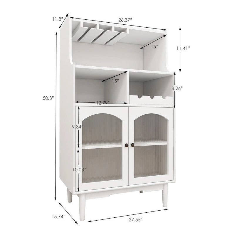 Living Room Wine Cabinet with Removable Wine Rack and Wine Glass Rack - 27.56L * 15.75W * 50.39H