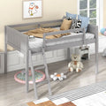 Harper&Bright Designs Wood Low Loft Bed with Convertable Ladder