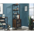 Industrial Narrow Tall Bookcase with 2-Drawer File Cabinet Mystic Oak