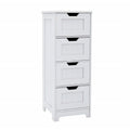 White Wood Finish Bathroom Floor Cabinet with 4 Drawers