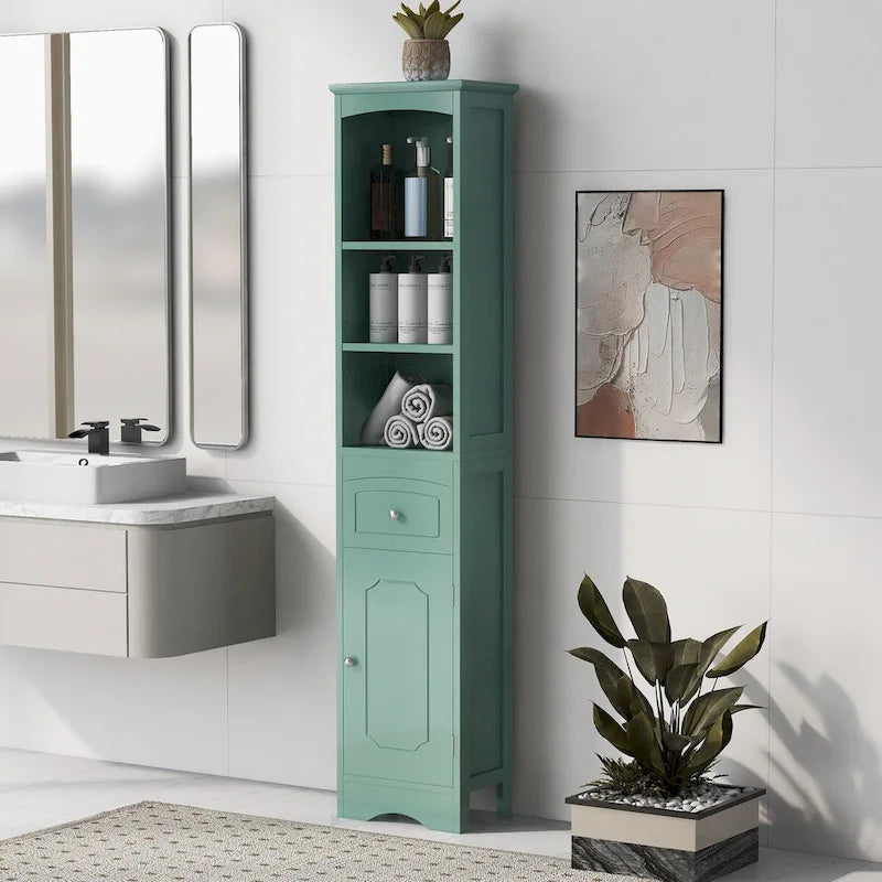 Tall Freestanding Bathroom Storage Cabinet with Drawer and Shelves