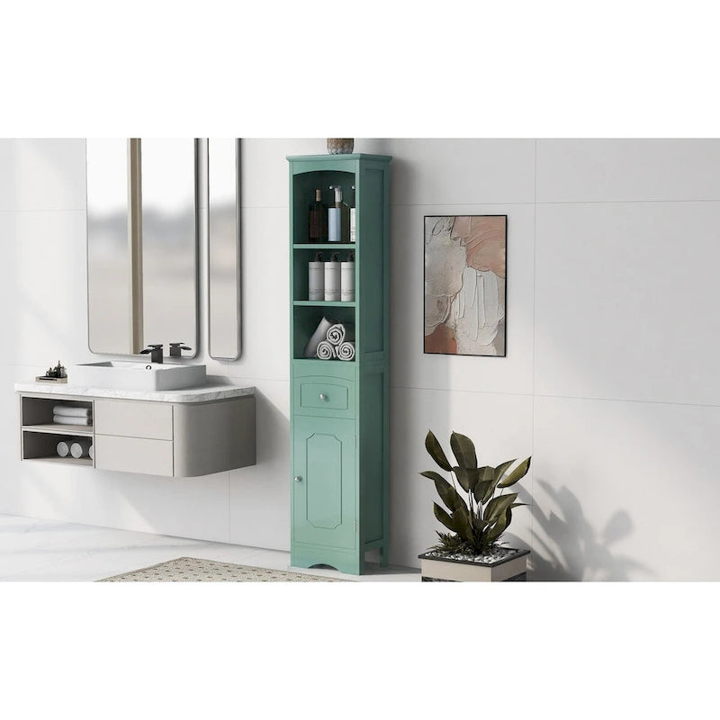 Tall Freestanding Bathroom Storage Cabinet with Drawer and Shelves