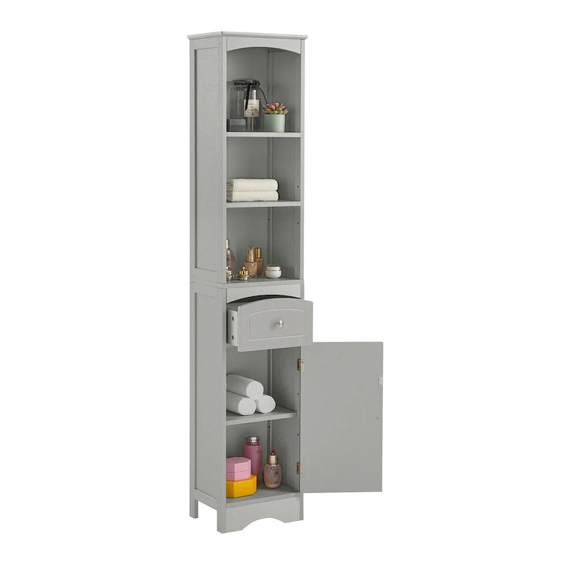 Tall Freestanding Bathroom Storage Cabinet with Drawer and Shelves