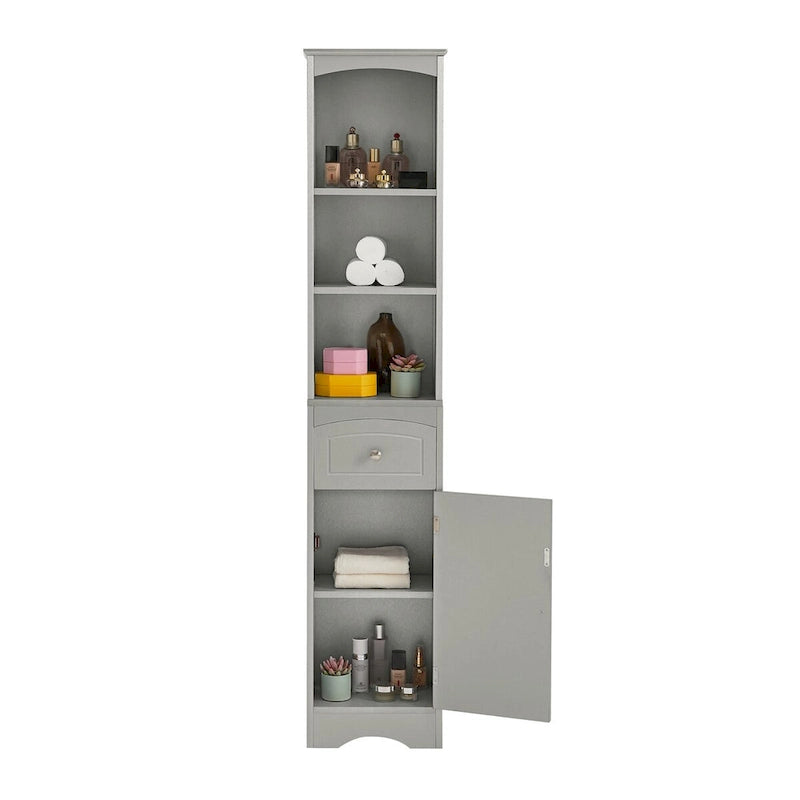 Tall Freestanding Bathroom Storage Cabinet with Drawer and Shelves