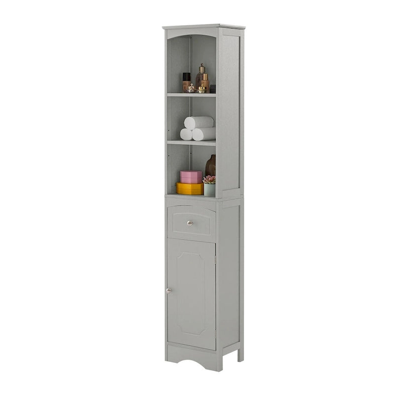 Tall Freestanding Bathroom Storage Cabinet with Drawer and Shelves