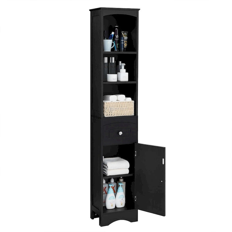 Tall Freestanding Bathroom Storage Cabinet with Drawer and Shelves